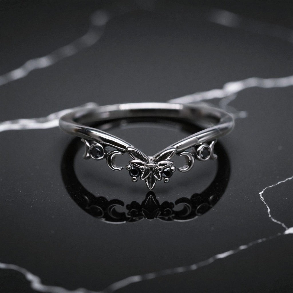 Umbra Moon Petal Moissanite Ring