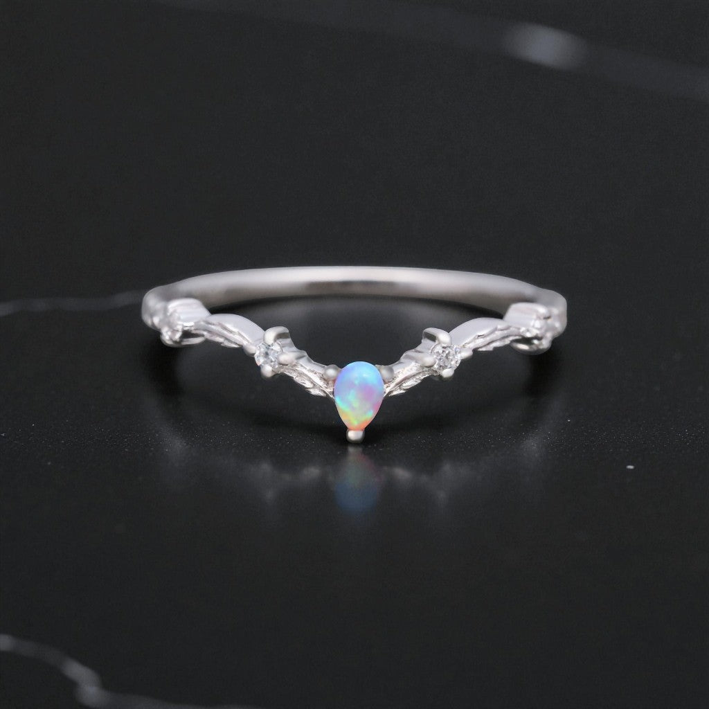 Larme de Rose Pear Cut Pink Opal Ring
