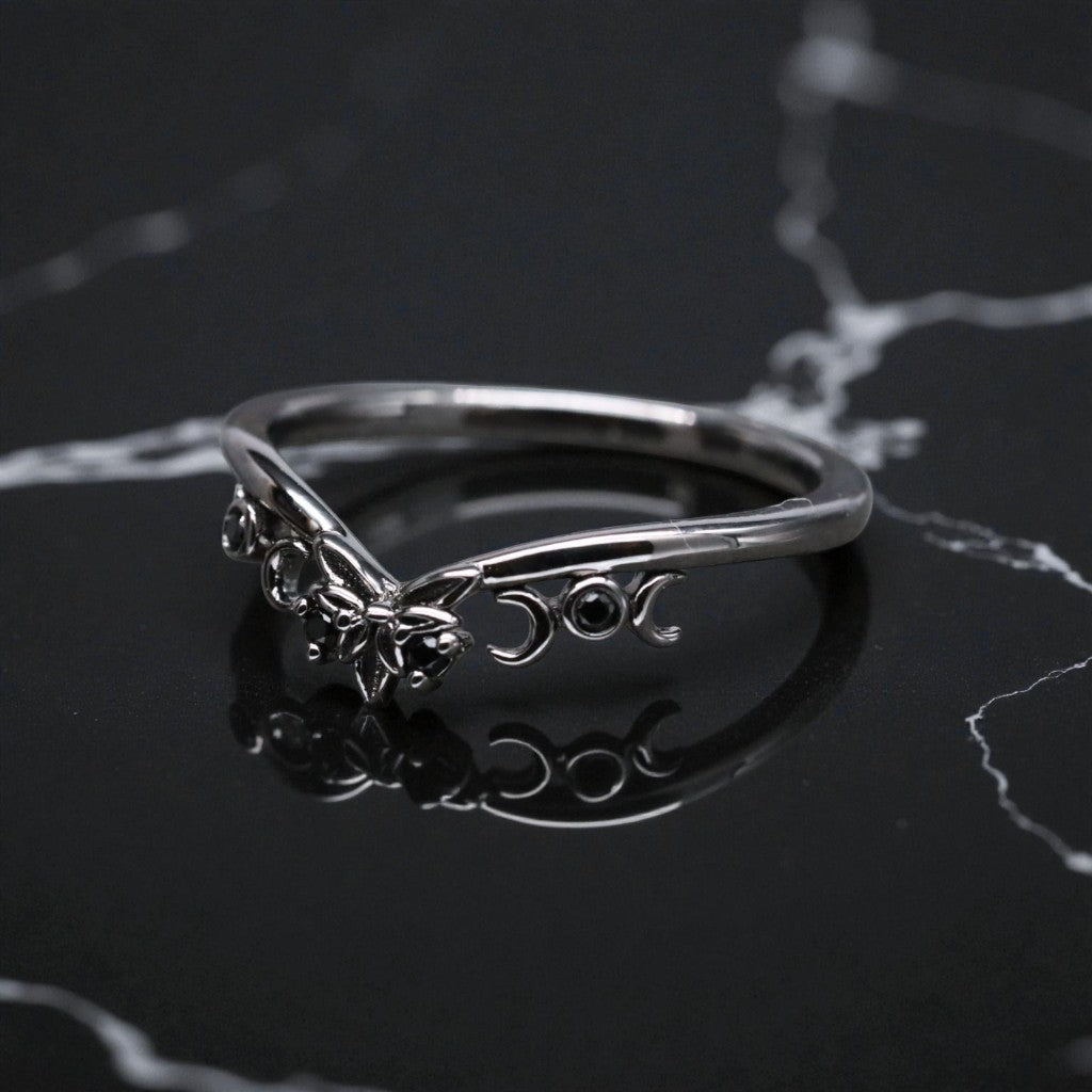 Umbra Moon Petal Moissanite Ring