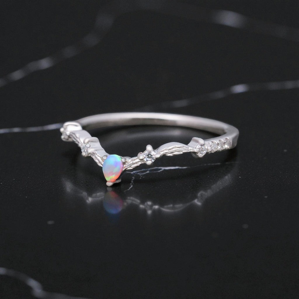 Larme de Rose Pear Cut Pink Opal Ring