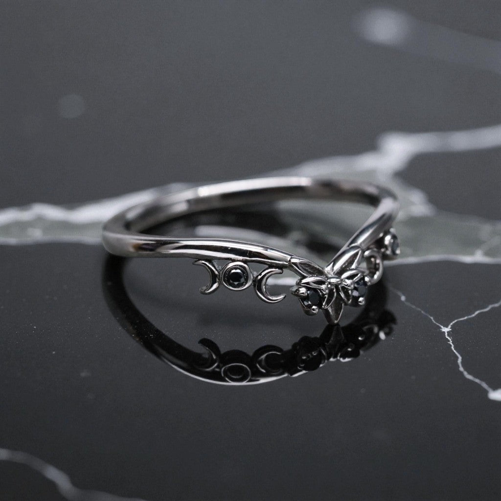 Umbra Moon Petal Moissanite Ring
