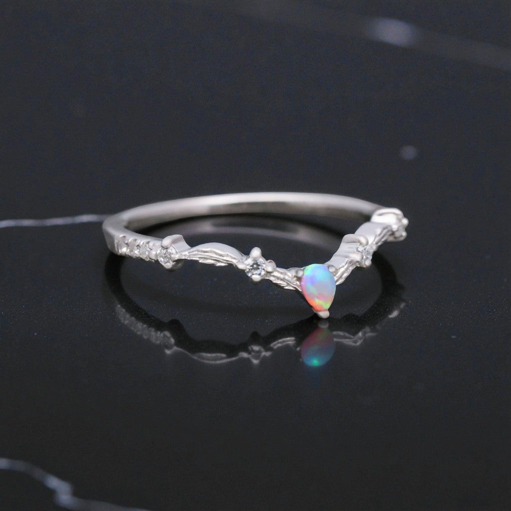 Larme de Rose Pear Cut Pink Opal Ring
