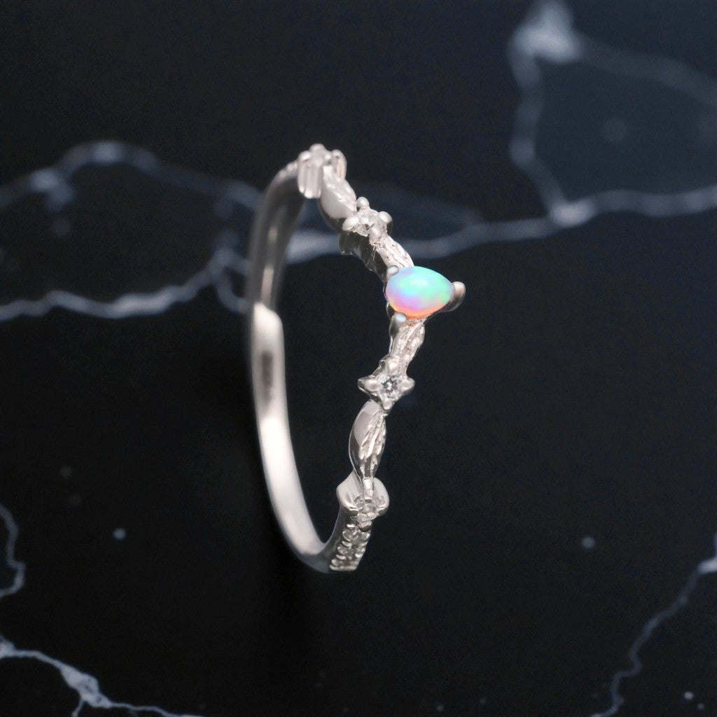 Larme de Rose Pear Cut Pink Opal Ring