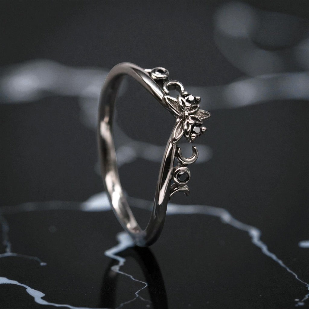 Umbra Moon Petal Moissanite Ring