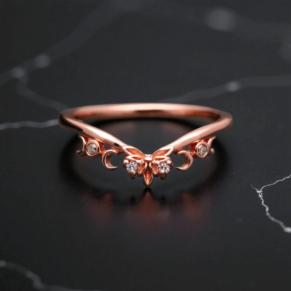 Umbra Moon Petal Moissanite Ring